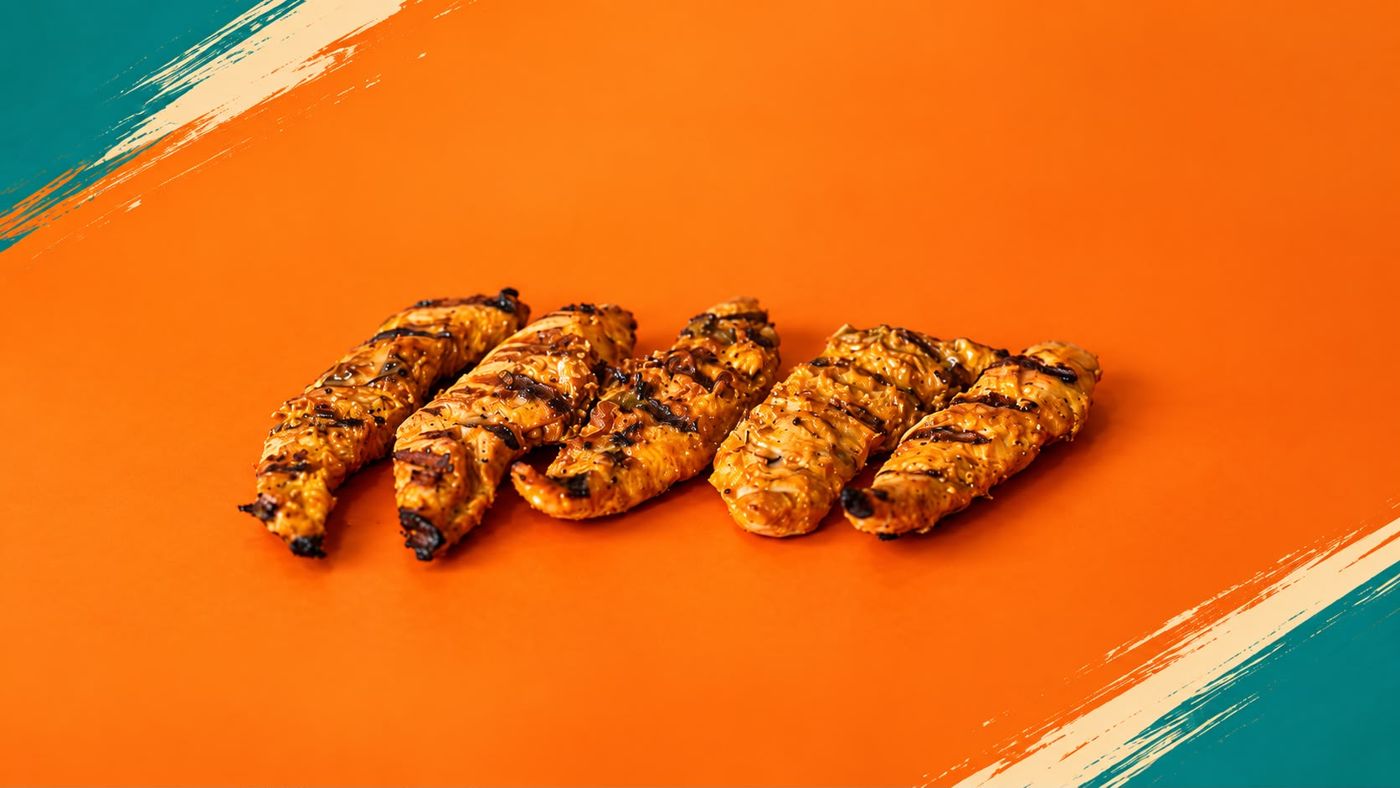 Flame-grilled chicken strips